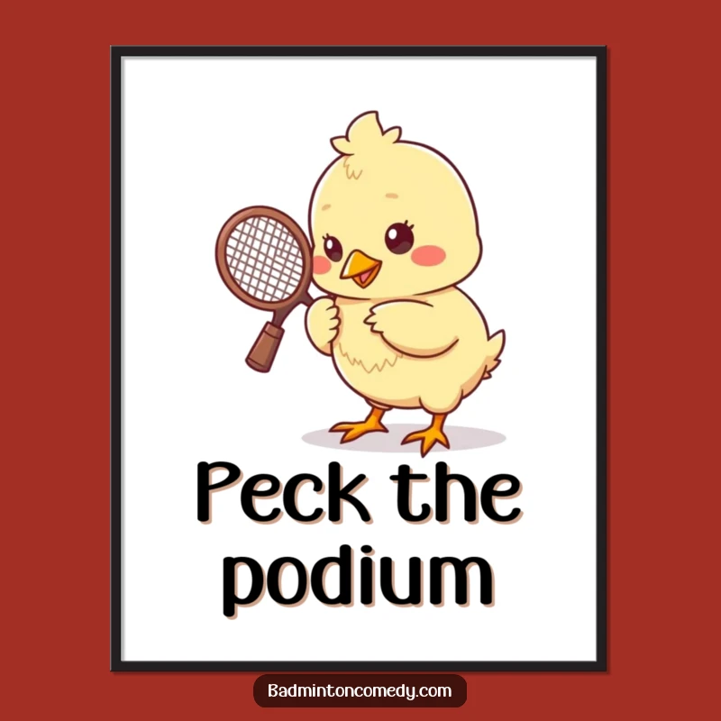 Funny Chick Badminton Digital Art: Cute Bird Shuttlecock Downloadable Print, Instant Humorous Gift