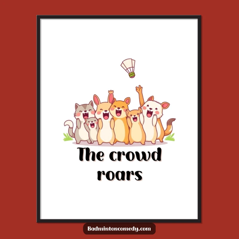 Funny Animal Badminton Art Print - Digital Shuttlecock Cheer Decor, Perfect Funny Gift