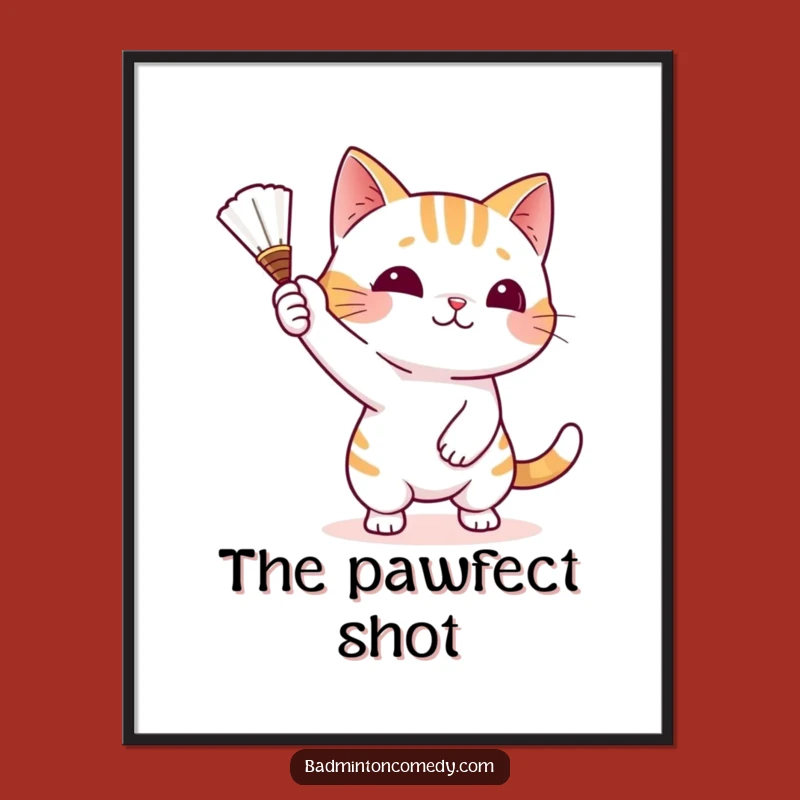 Funny Cat Badminton Action Print - Instant Playful Wall Decor