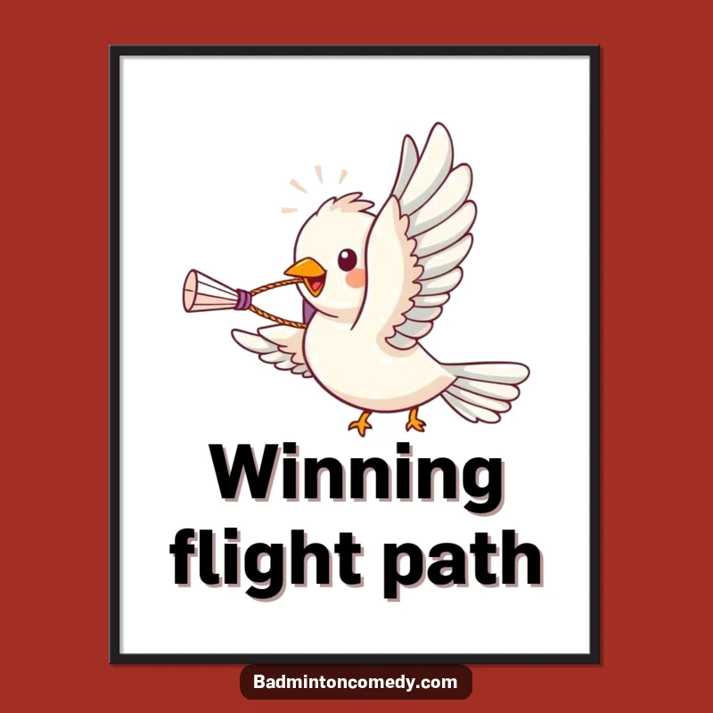 Funny Bird Badminton Ace Digital Art: Avian Action Print for Humorous Decor