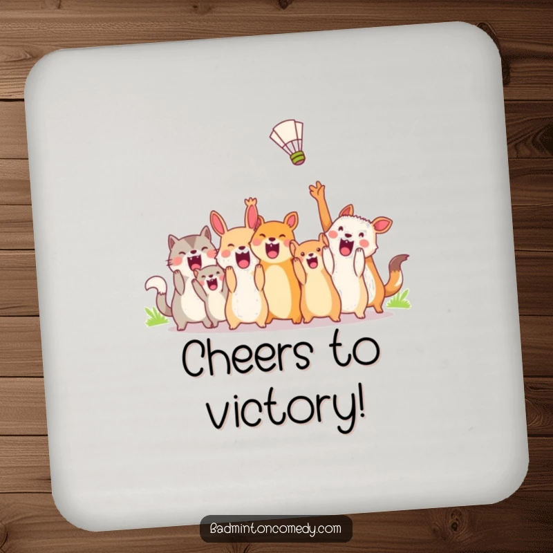 Funny Coasters: Animals cheering for a shuttlecock, adding a fun and protective touch to your tabletops.