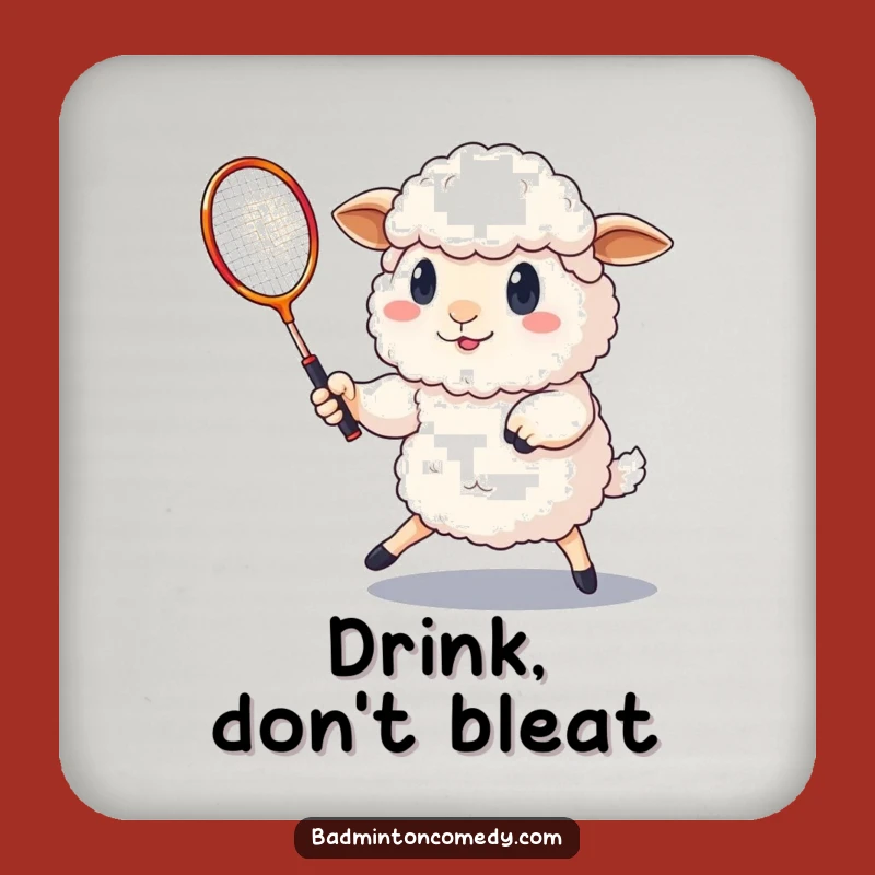 Funny Sheep Badminton Coaster: Determined Ewe Shuttlecock Drink Protector, Humorous Gift