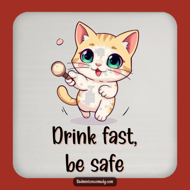 Funny Cat Coaster: Shuttlecock Dodger, Perfect Table Gift