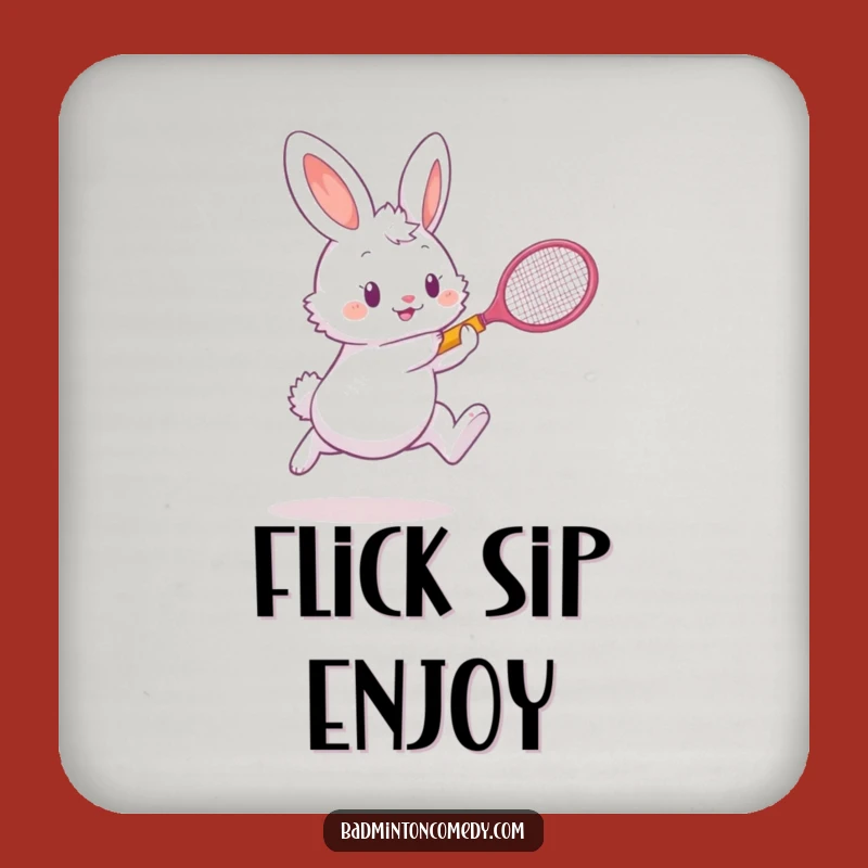 Funny Bunny Badminton Coaster Set: Protect Surfaces Hilariously, Perfect Funny Gift!