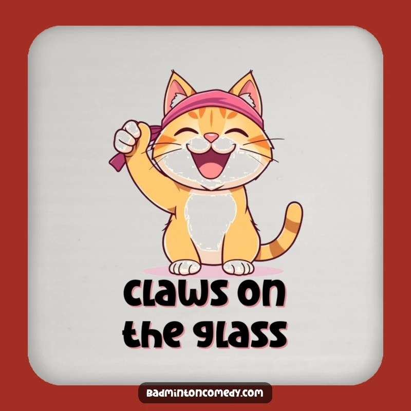 Funny Cat Badminton Coaster: Protect Surfaces with Joy