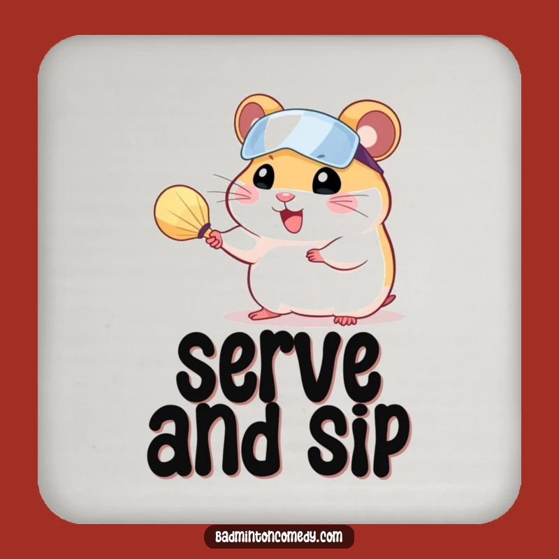 Funny Hamster Badminton Coasters: Protect Surfaces with Rodent Service