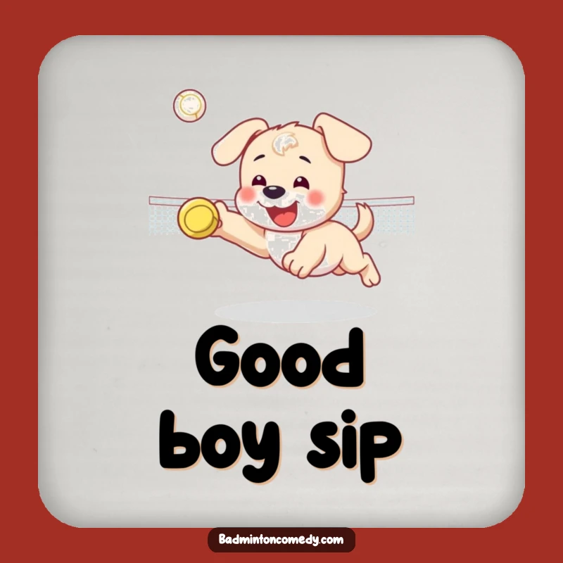 Funny Puppy Badminton Coaster Set: Protect Surfaces with Dive Humor, Fun Gift