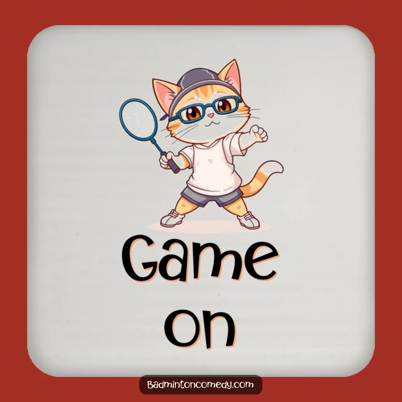 Funny Cat Badminton Coasters: Protect Surfaces with Athletic Humor