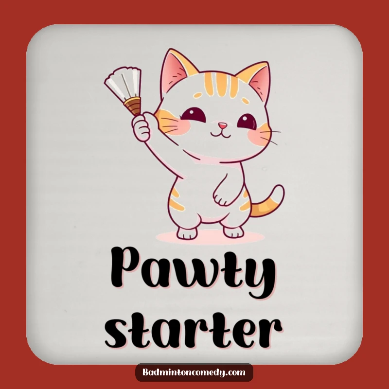 Funny Cat Badminton Coasters - Protect Surfaces with Playful Charm