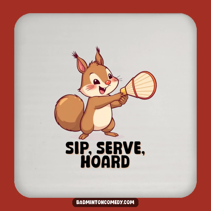 Funny Squirrel Badminton Coaster - Cheerful Mighty Swing Table Protector Gift