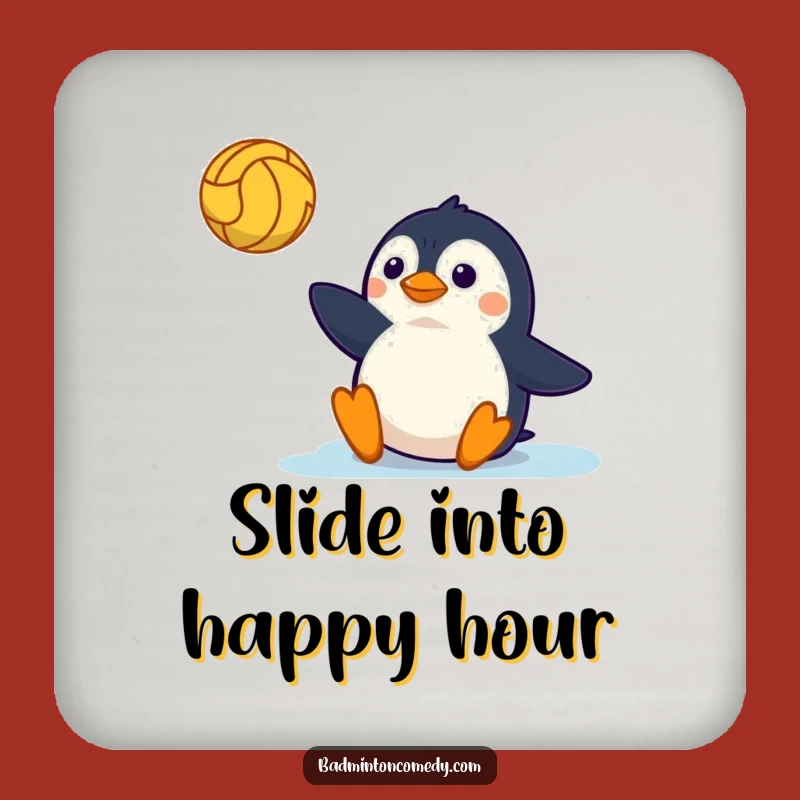 Funny Penguin Tennis Coasters - Protect Surfaces with Court Slide Humor, Gift