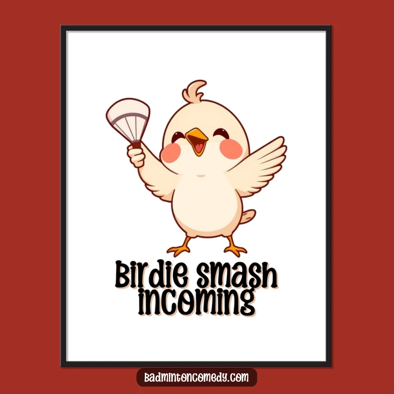 Funny Bird Badminton Poster: Whimsical Wall Art for Sporty Spaces