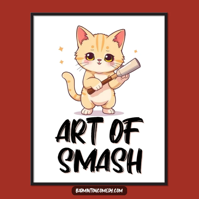 Funny Cat Smash Tennis Poster - Hilarious Wall Decor, Perfect Gift