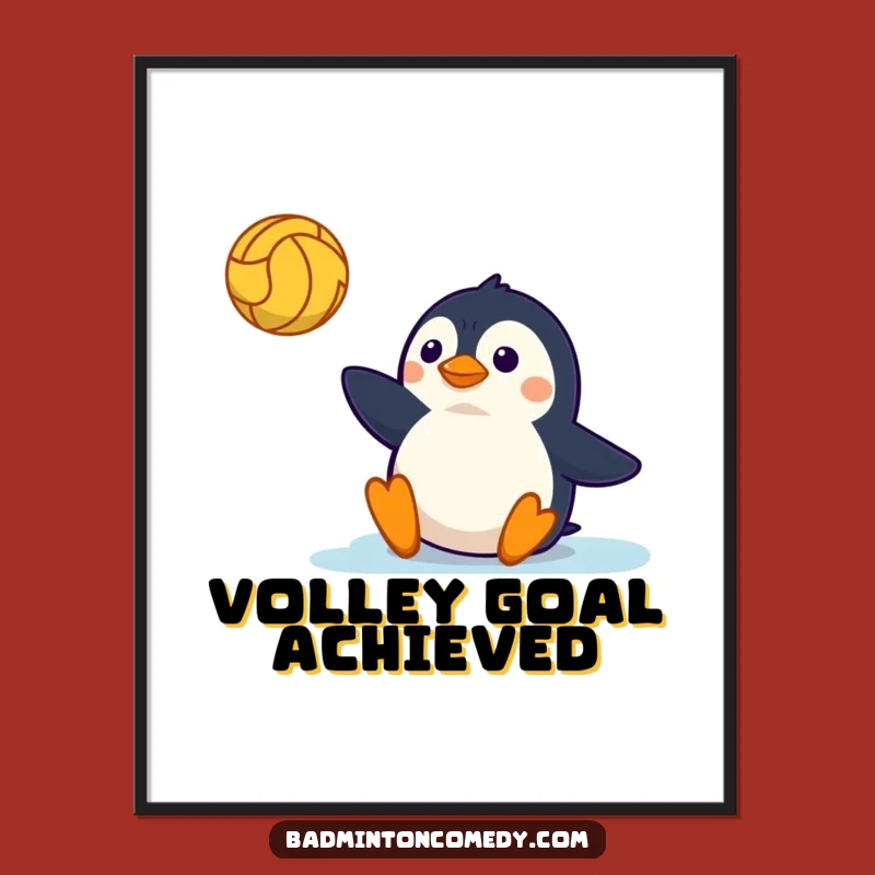 Funny Penguin Tennis Poster - Dynamic Court Slide Art, Perfect Funny Gift