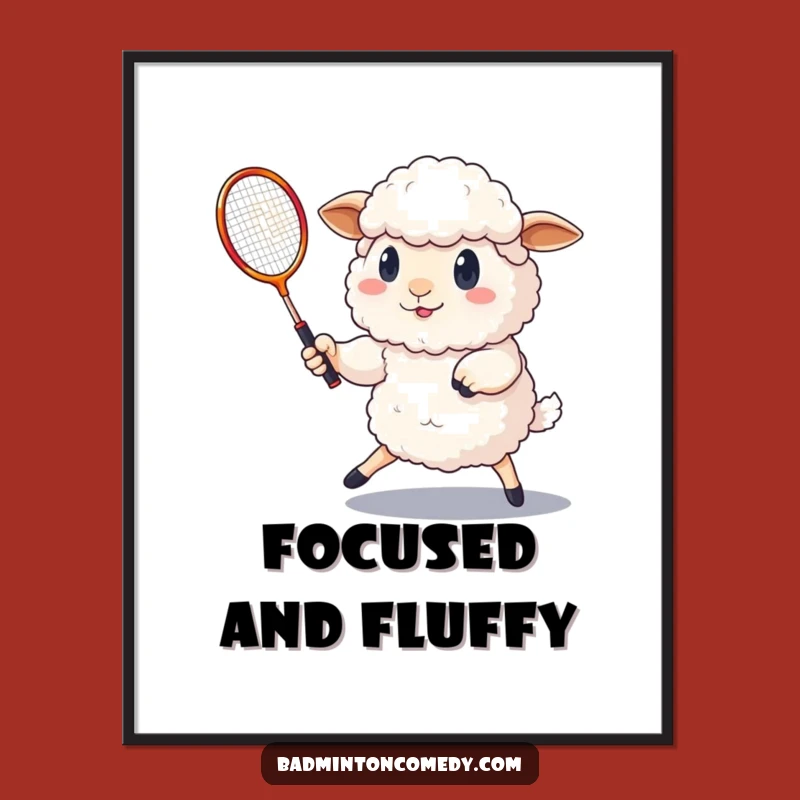 Funny Sheep Badminton Poster: Determined Ewe Shuttlecock Art, Hilarious Wall Decor Gift