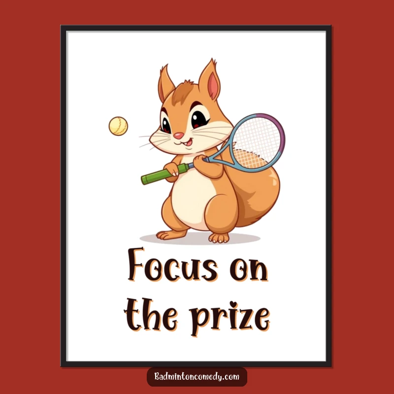 Funny Squirrel Badminton Poster: Dedicated Decor for Players