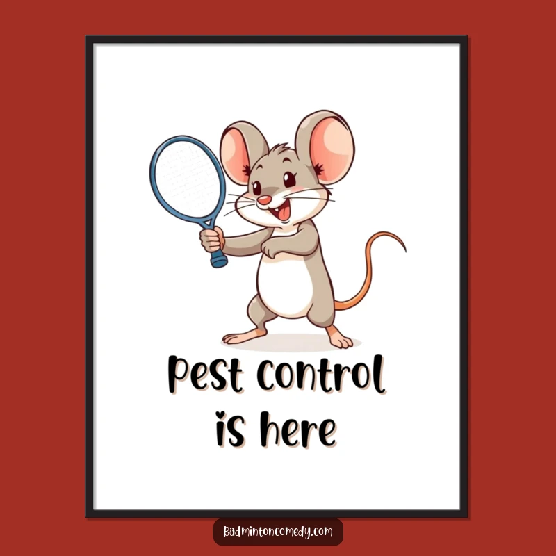 Funny Mouse Badminton Poster - Dynamic Smash Wall Art for Gift