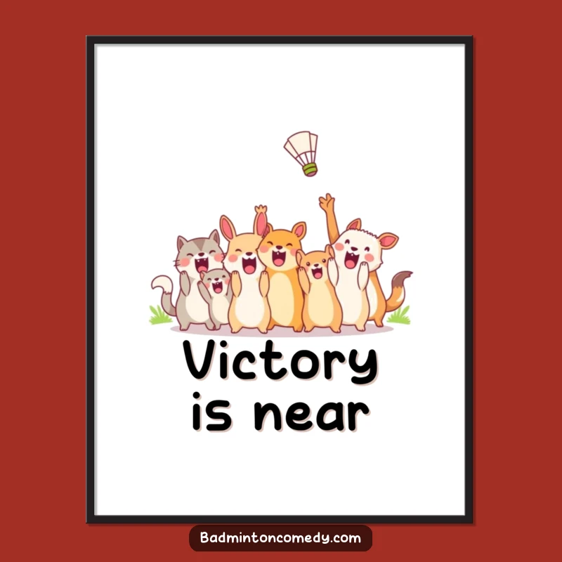 Funny Animal Badminton Poster - Vibrant Shuttlecock Celebration Art, Perfect Funny Gift