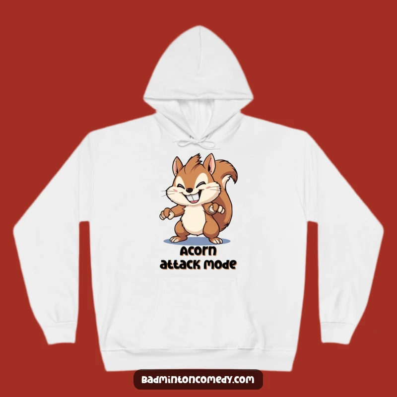 Cozy Funny Squirrel Smash Hoodie - Stay Warm with Grinning Rodent's Powerful Shot