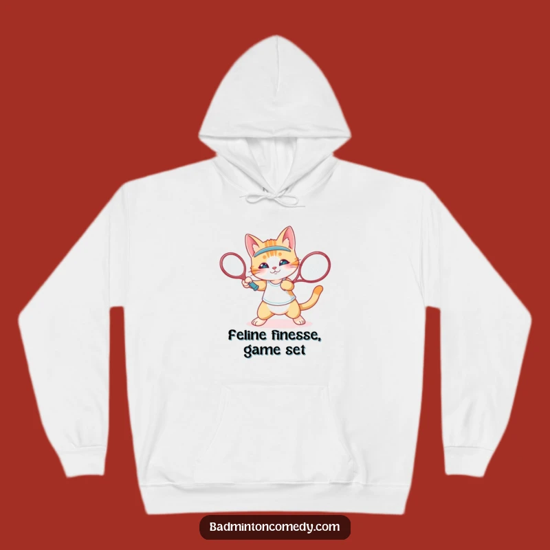 Funny Cat Badminton Hoodie: Cozy and Sleek Cat Sweatshirt, Great Funny Gift!