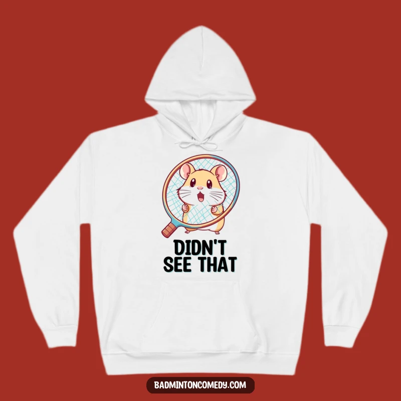Funny Hamster Badminton Surprise Hoodie: Cozy Wear, Perfect Comical Gift