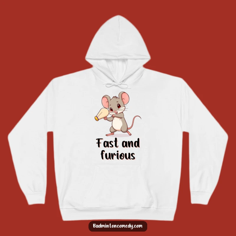 Funny Mouse Shuttlecock Speed Hoodie: Cozy Humorous Badminton Fan Gift