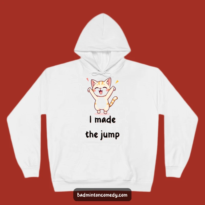 Funny Cat Hoodie: Cozy Feline Celebrating Victory, Ultimate Funny Comfort Gift