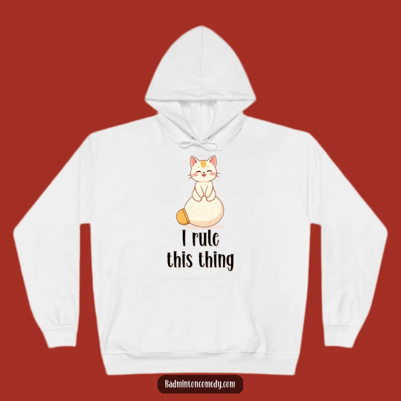 Funny Cat Hoodie: Majestic Shuttlecock Seat, Cozy Humor Gift