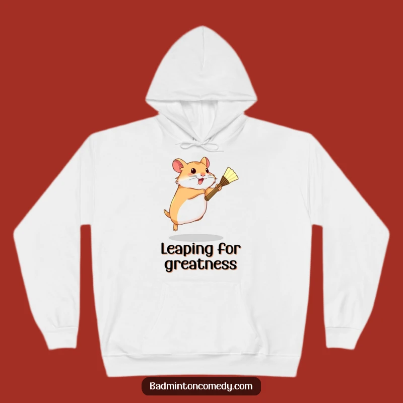 Funny Hamster Badminton Warrior Hoodie - Determined Tiny Player Gift