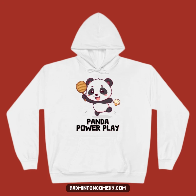 Funny Panda Badminton Hoodie: Cozy Chase Design - Warm Funny Gift