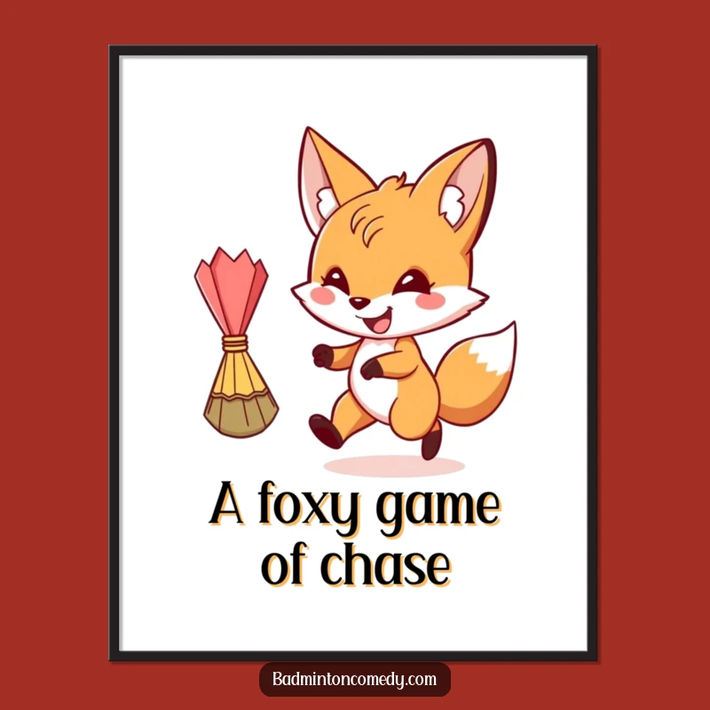 Funny Free Printable Fox Art: Shuttlecock Shenanigans, Downloadable Decor