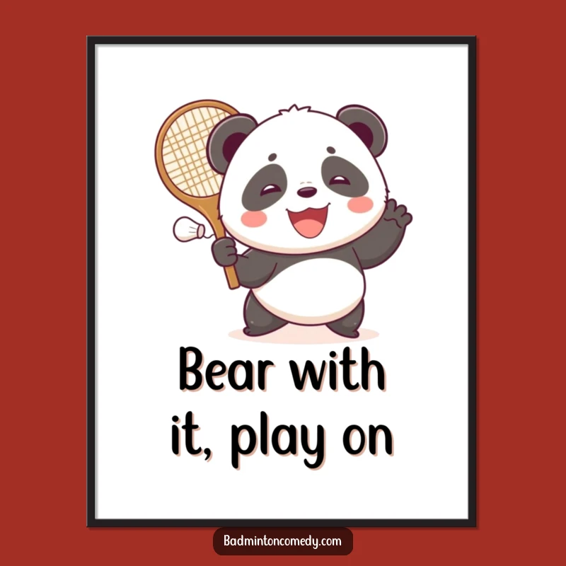 Free Printable Funny Wall Art: Panda's Badminton Power - Downloadable Decor