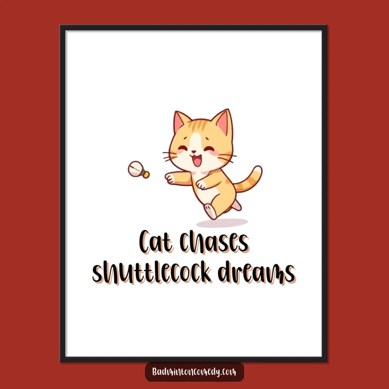 Funny Free Printable Cat Badminton Art: Playful Feline Downloadable Decor