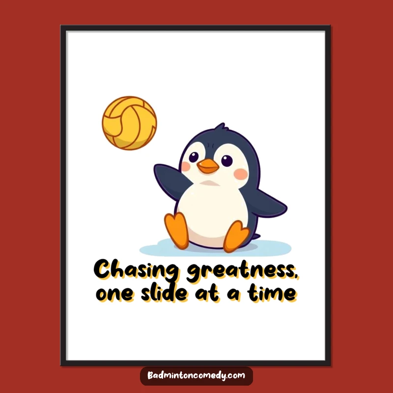 Funny Free Printable Wall Art: Penguin's Epic Volley, Hilarious Downloadable Decor