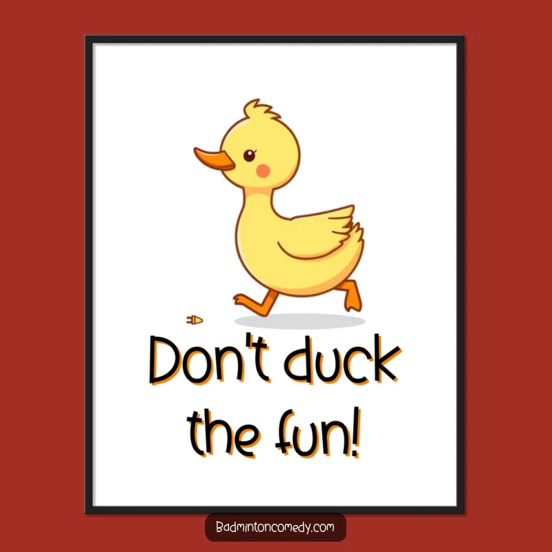 Funny Free Printable Wall Art: Waddle Duck Racquet Action Downloadable Home Decor