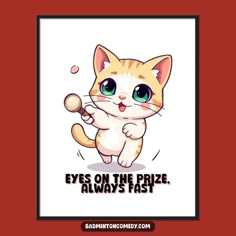 Free Printable Wall Art: Funny Cat Dodging Shuttlecock Humorous Downloadable Art