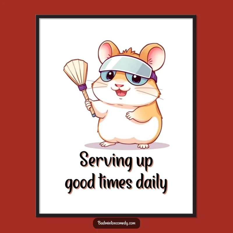 Free Printable Hamster Art: Funny Tennis Serve Downloadable Wall Decor