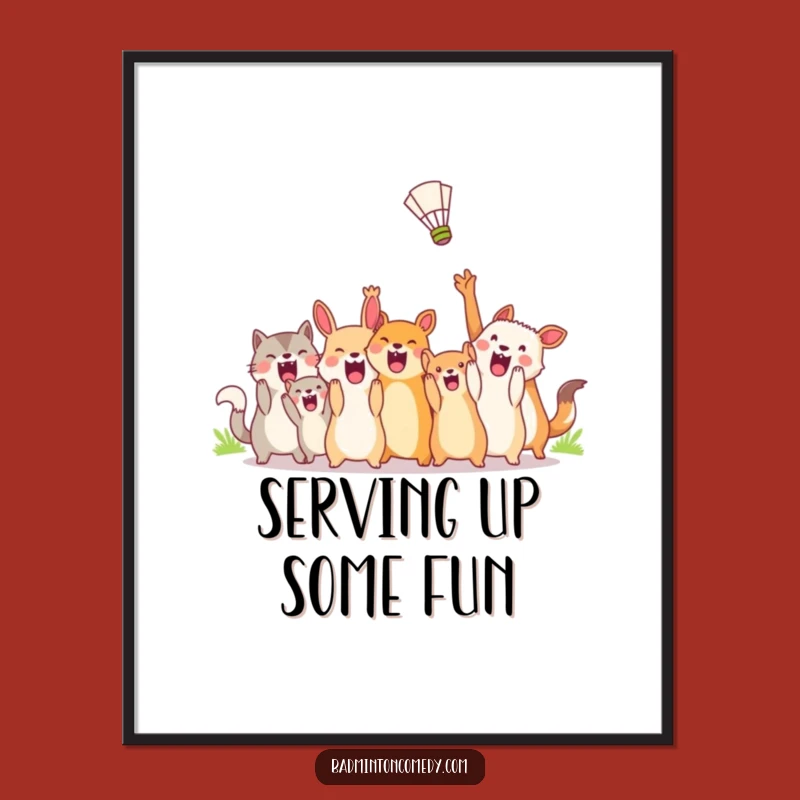 Funny Free Printable Wall Art: Animals Cheer Shuttlecock Victory, Hilarious Downloadable Decor