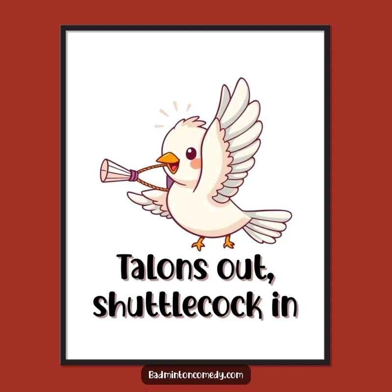 Funny Free Printable Wall Art: Bird Soaring with Shuttlecock - Quirky Downloadable Decor Gift