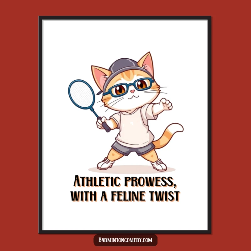 Funny Free Printable Wall Art: Cat Badminton Pro - Humorous Cat Art Downloadable Decor!