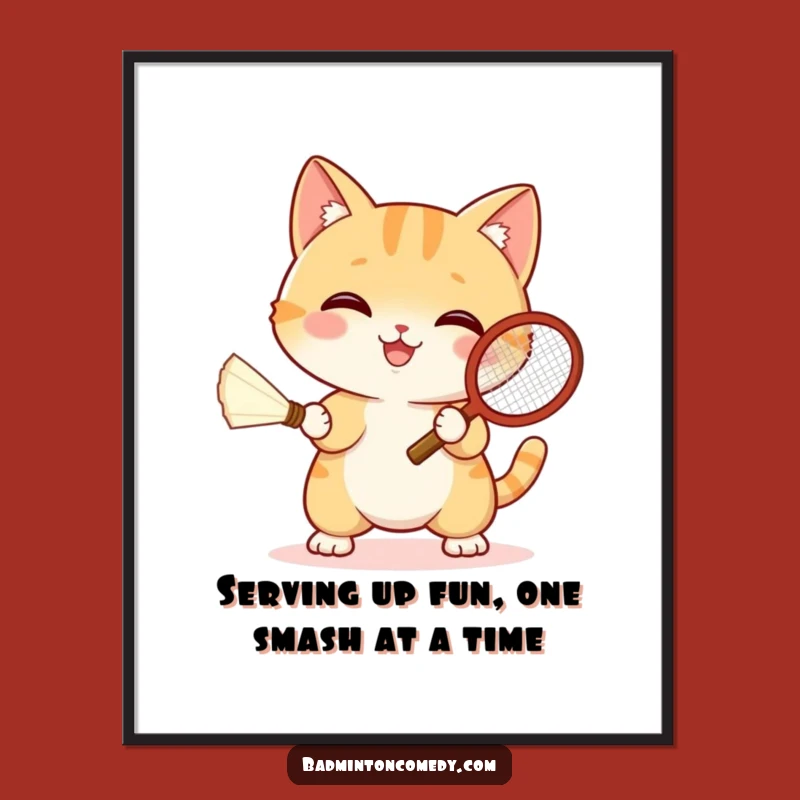 Funny Free Printable Wall Art: Cat Tennis Champ - Humorous Cat Art Downloadable Decor!