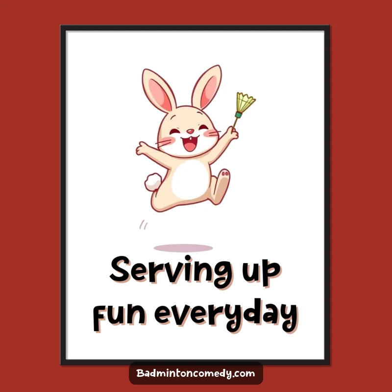 Funny Free Printable Wall Art: Rabbit's Ace Serve, Energetic DIY Downloadable Decor