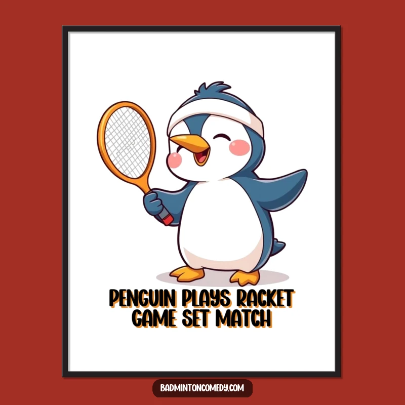 Free Printable Wall Art: Joyful Penguin Tennis Player for Funny Downloadable Home Decor