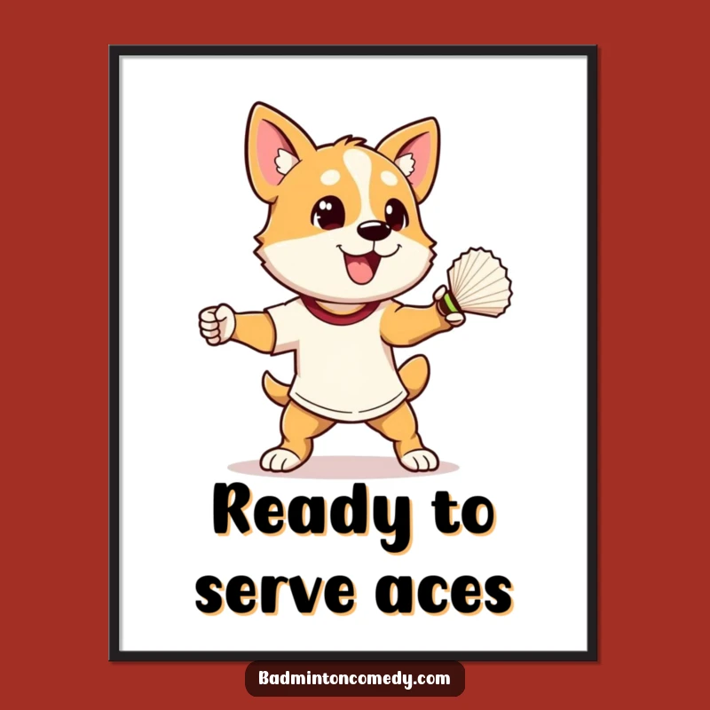 Funny Free Printable Wall Art: Athletic Dog Smashing Shuttlecock - Quirky Downloadable Decor Gift