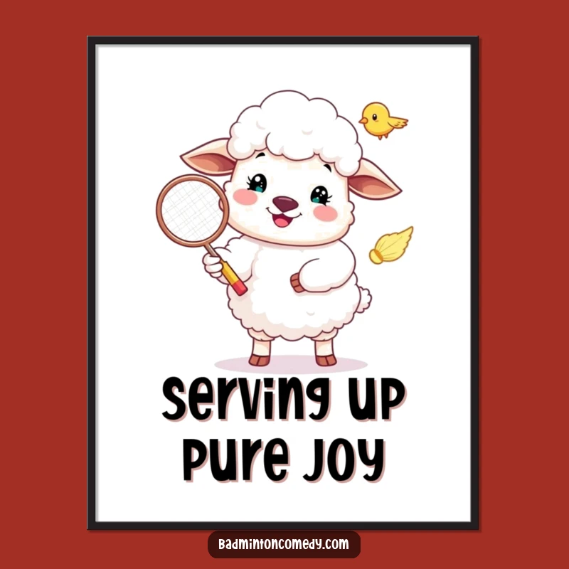 Free Printable Funny Sheep Serving Badminton Wall Art! Quirky Downloadable Decor.
