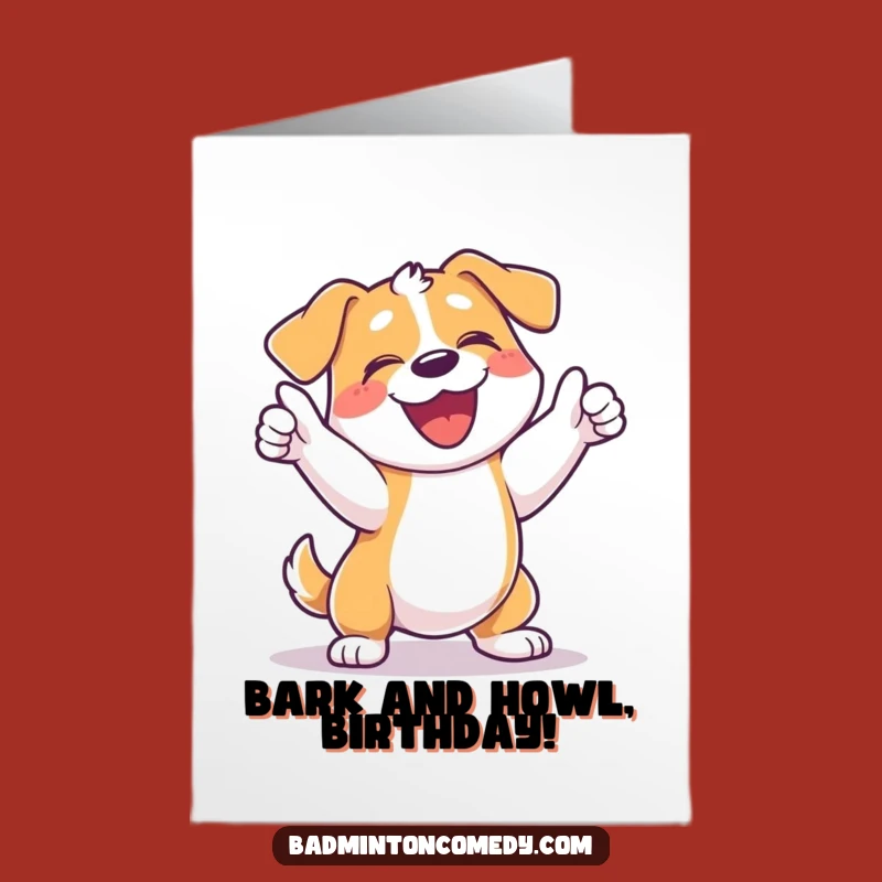 Free Printable Birthday Card: Joyful Dog Celebrating a Tennis Point!