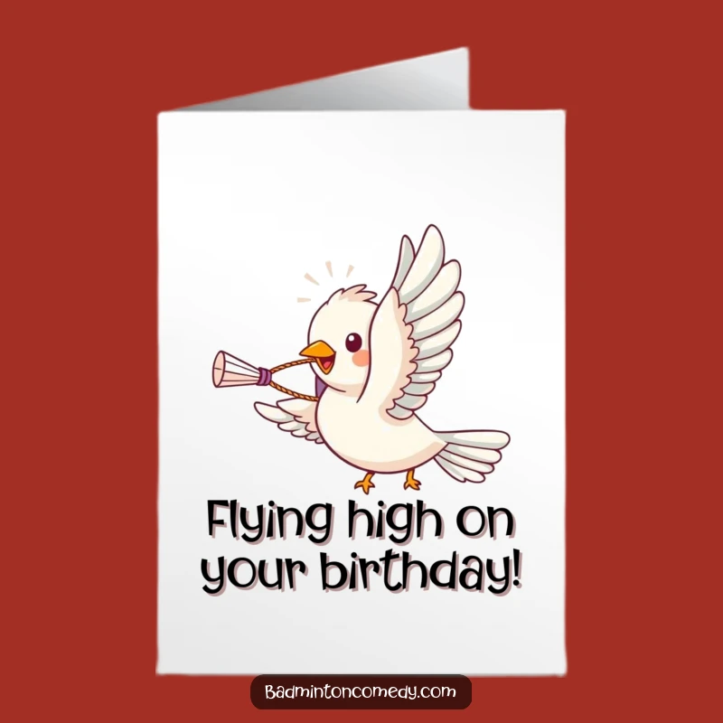 Free Printable Funny Bird Birthday Card: Shuttlecock Delivery - Joyful Downloadable Gift