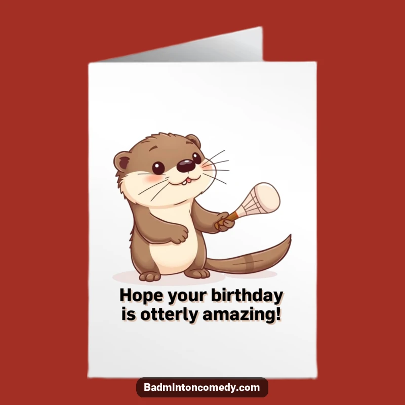 Free Printable Birthday Card: Otter's Play! Curious Batting Fun DIY Downloadable Gift.