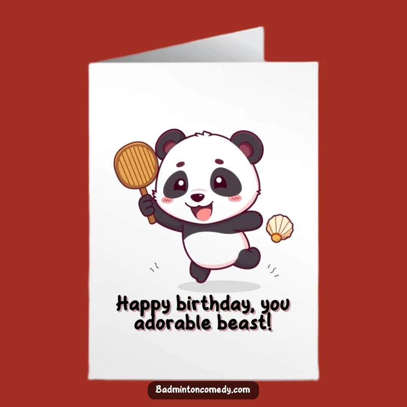 Free Printable Birthday Card: Panda Tennis Smash - Humorous Birthday Downloadable Gift!