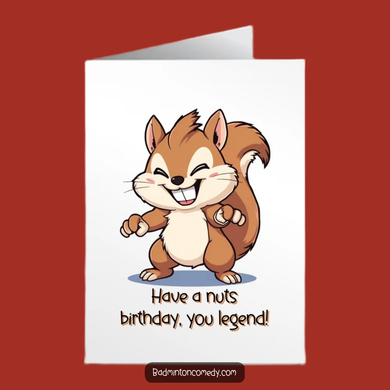Free Printable Birthday Card: Squirrel Smash! Grinning Power Serve DIY Downloadable Gift.
